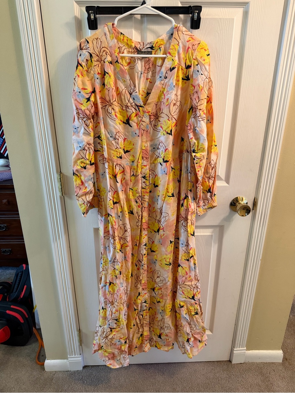 Style & Co. Pink, Yellow & Blue Floral Maxi Dress